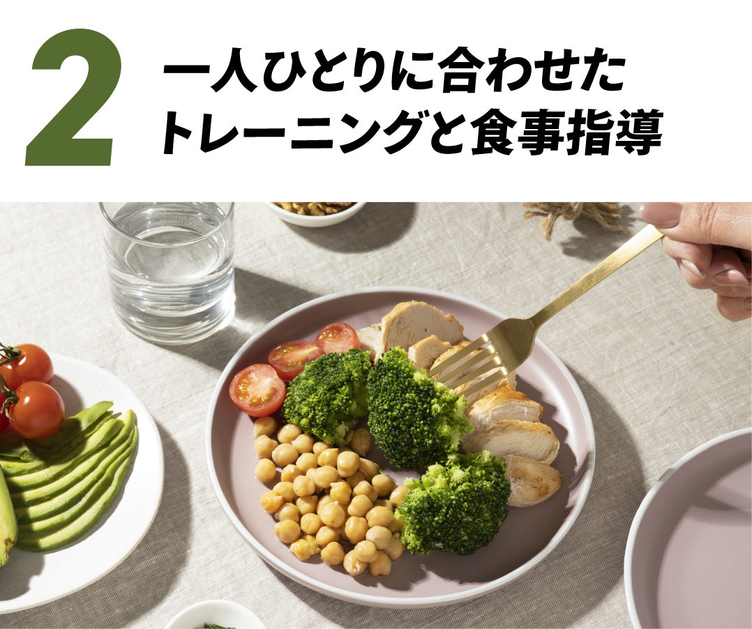 一人ひとりに合わせた
                トレーニングと食事指導